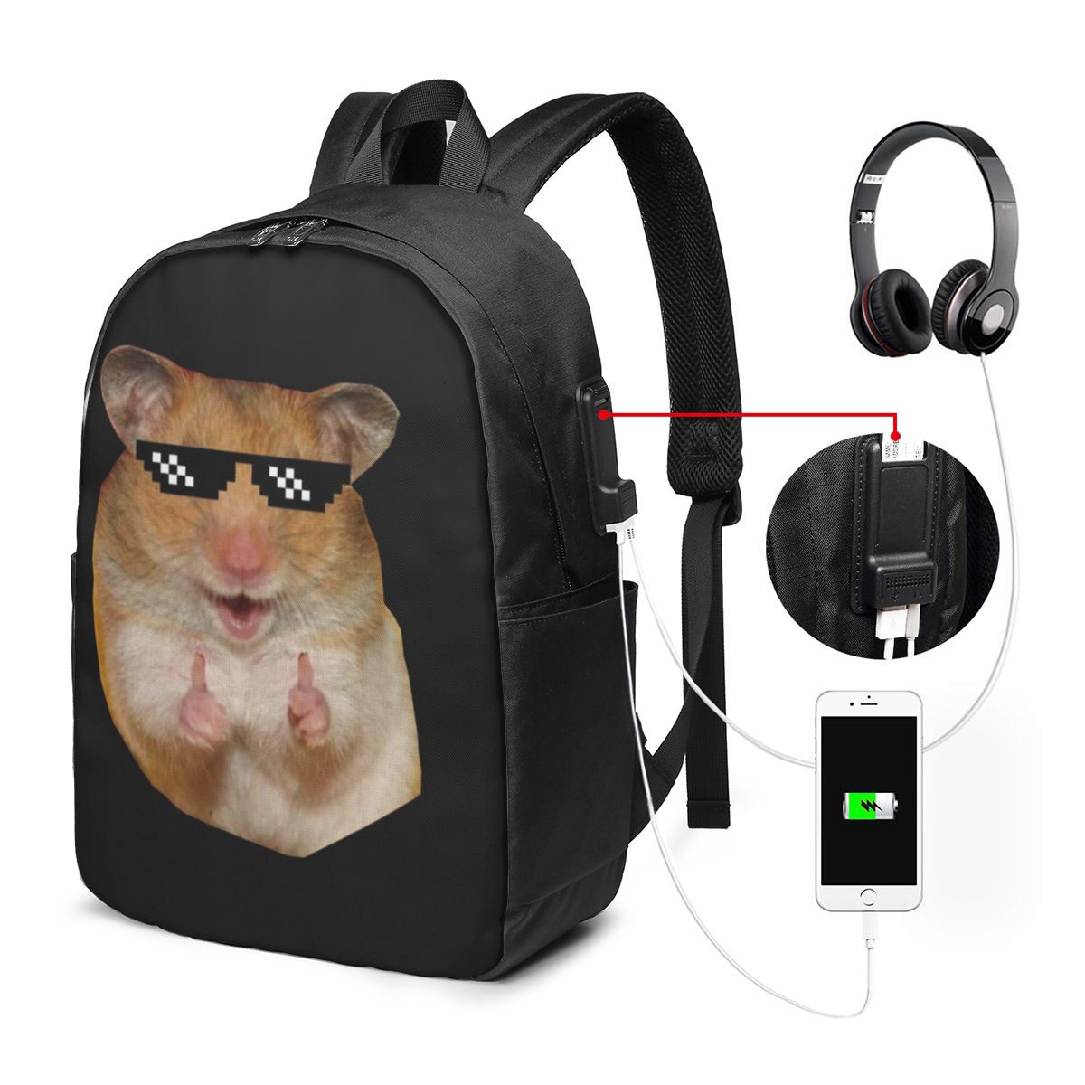 Womens Backpack - 재미있는 햄스터 배낭 여행 노트북 가방