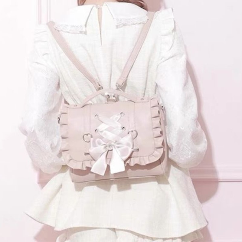 Women'S Japanese Bags - 스위트 보우 핑크 Mochila 여성 Fairyocre