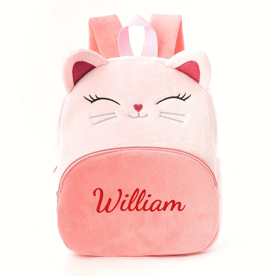 Women Bags For Travel - 소녀용 맞춤형 이름 만화 고양이 배낭,