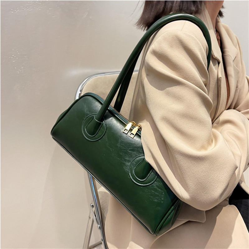 Women'S Vegan Bags - 클래식 가죽 핸드백, 레트로 심플 언더암