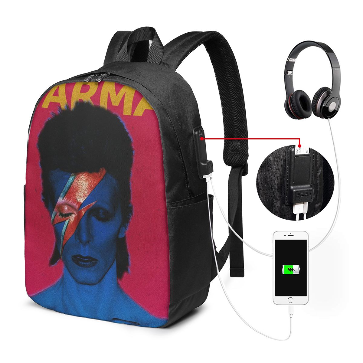 Womens Backpack - 데이비드 보위드 백팩 여행 노트북 가방