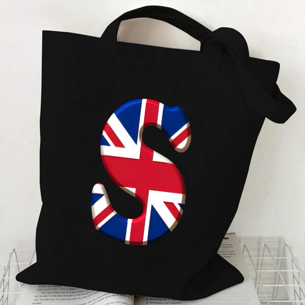Women Bags Uk - A-Z 26자 알파벳 캔버스 토트백 여성용