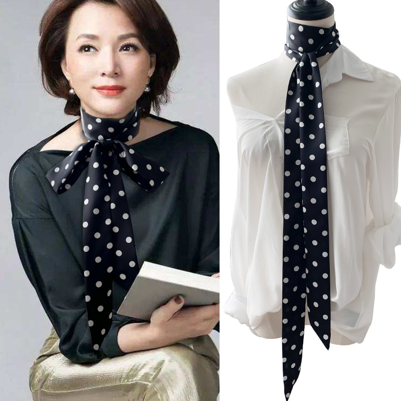 폴카 도트 작은 새틴 실크 긴 스카프, 좁은 스트립 네 - Women Bags Polene 리뷰 및 가격