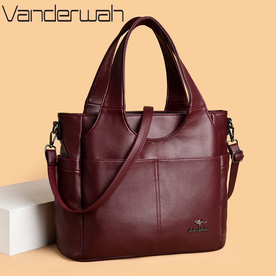 부드러운 가죽 토트백 3개의 메인 수납공간, 듀얼 앞주 - Women Bags Polene 리뷰 및 가격