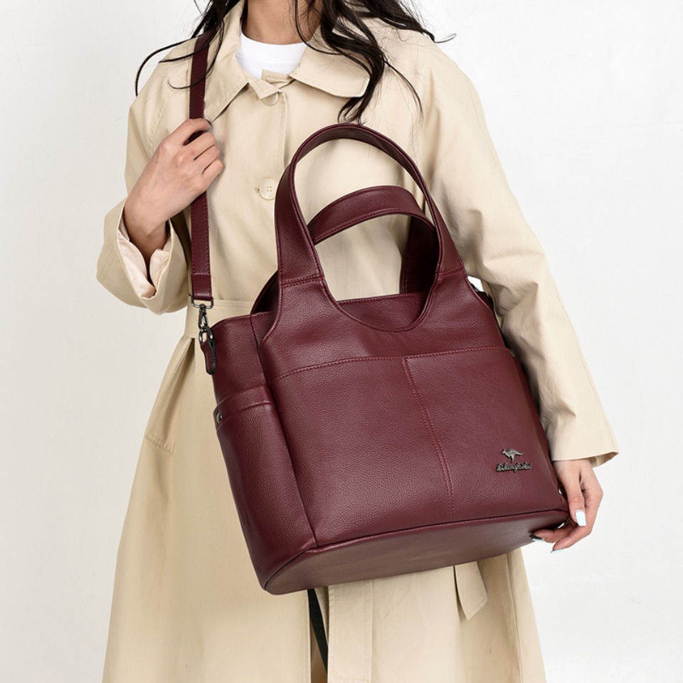 부드러운 가죽 토트백 3개의 메인 수납공간, 듀얼 앞주 - Women Bags Polene 리뷰 및 가격