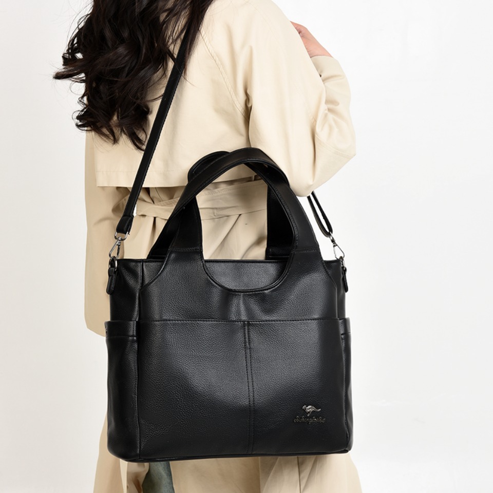 부드러운 가죽 토트백 3개의 메인 수납공간, 듀얼 앞주 - Women Bags Polene 리뷰 및 가격