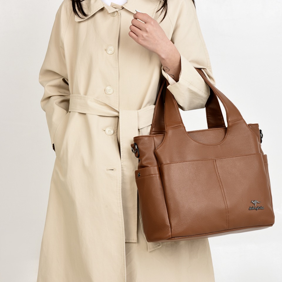 부드러운 가죽 토트백 3개의 메인 수납공간, 듀얼 앞주 - Women Bags Polene 리뷰 및 가격