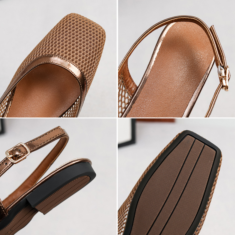 메쉬 스퀘어 토 슬리퍼 백 토 샌들 아웃웨어 여름 여성 - Women'S Japanese Bags 리뷰 및 가격