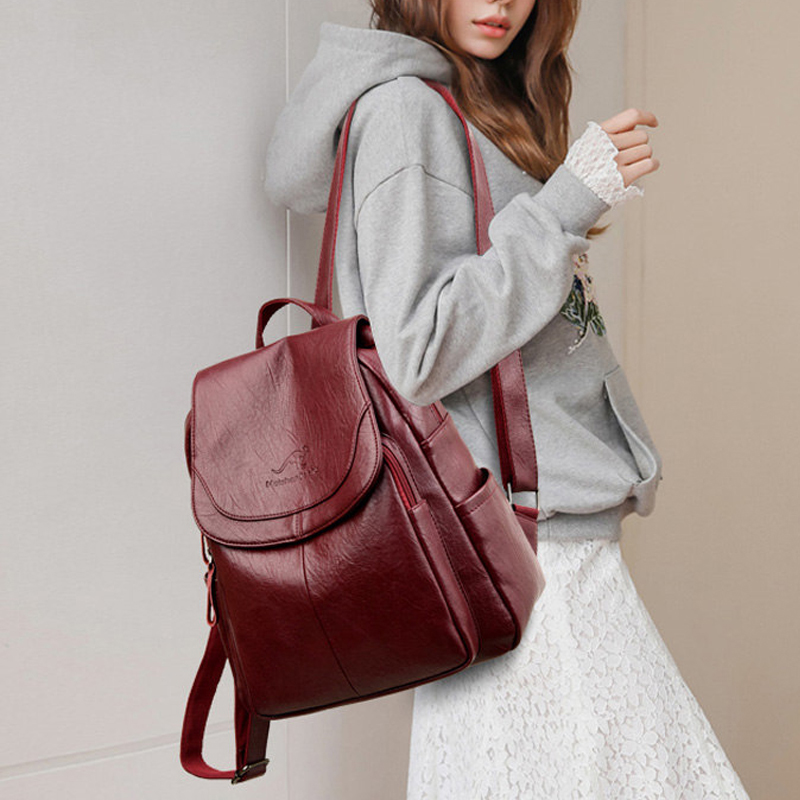 9 색 여성 부드러운 가죽 배낭 빈티지 여성 어깨 가방 - Women'S Vegan Bags 리뷰 및 가격