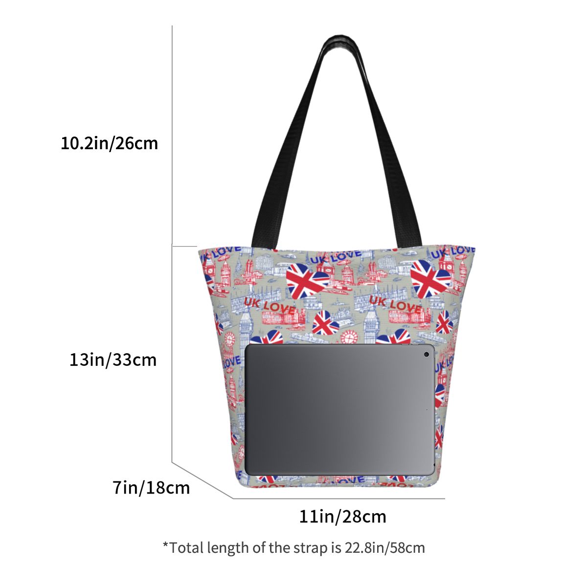 영국의 맞춤형 국기 사랑 식료품 쇼핑 토트 백 여성 재 - Women Bags Uk 리뷰 및 가격