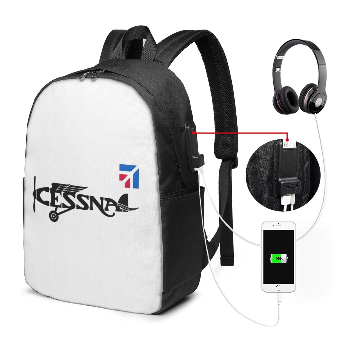 세스나 로고 배낭 여행 노트북 가방 컴퓨터 대학생 학교 - Womens Backpack 리뷰 및 가격