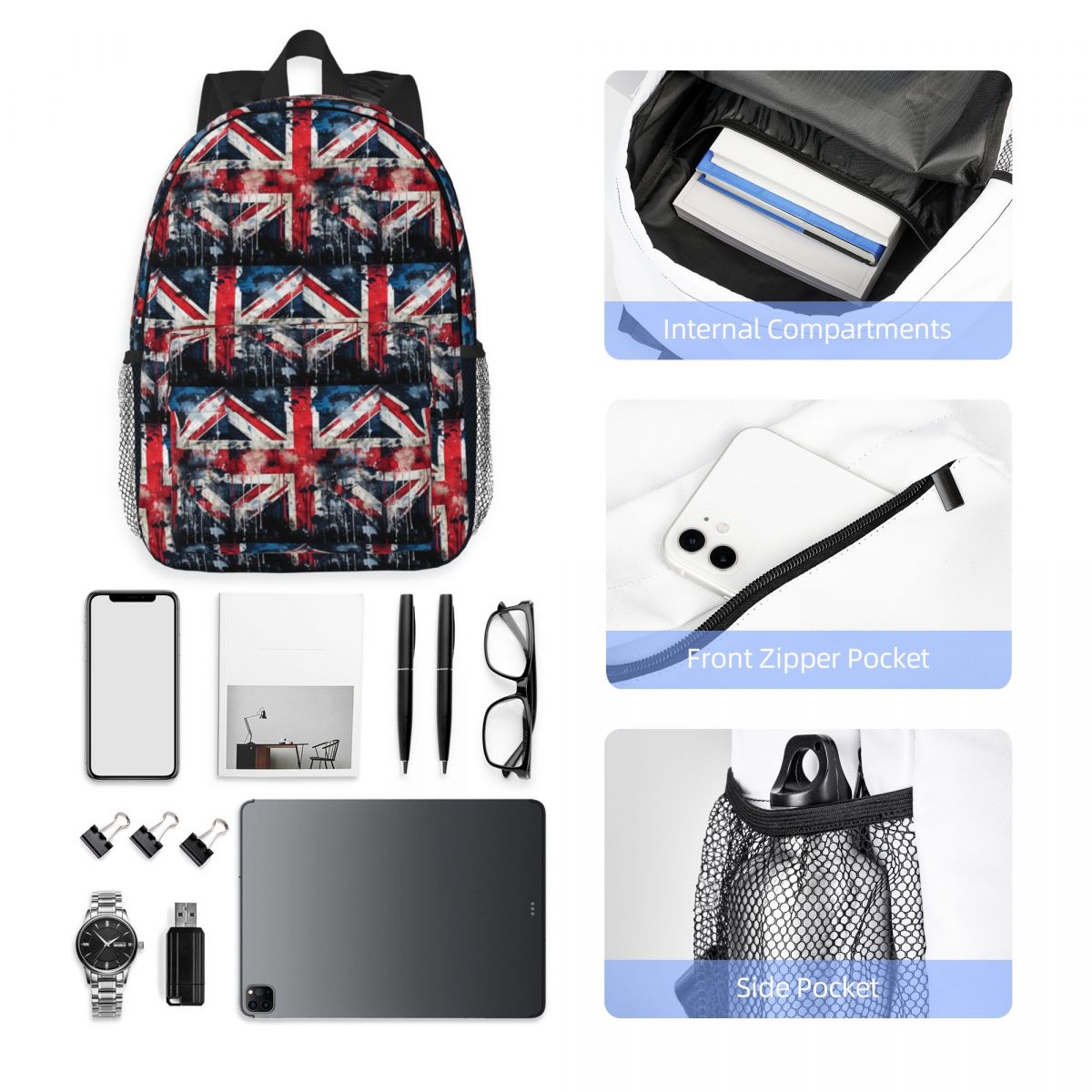 영국 국기 페인트 질감 배낭 학생 소년 소녀 책가방 남 - Women Bags Uk 리뷰 및 가격