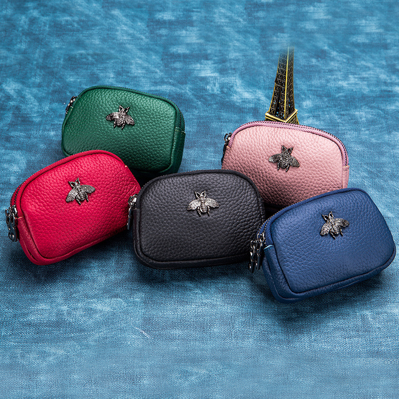 여성 소 가죽 더블 지퍼 휴대용 지갑 가방 꿀벌 카드  - Women Bags Ck 리뷰 및 가격