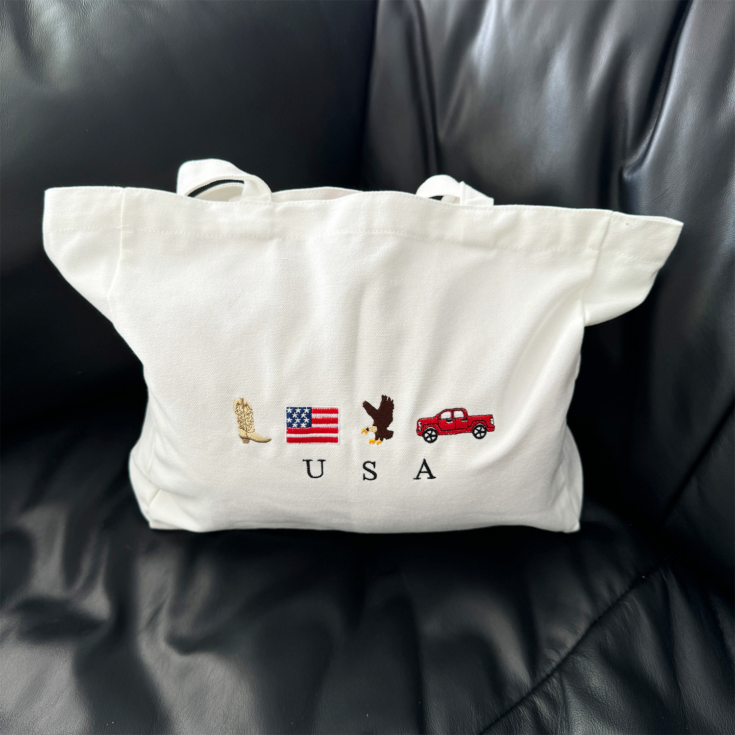 미국 아이콘 자수 화이트 캔버스 토트백, 빈티지 스타일 - Women Bags Ck 리뷰 및 가격