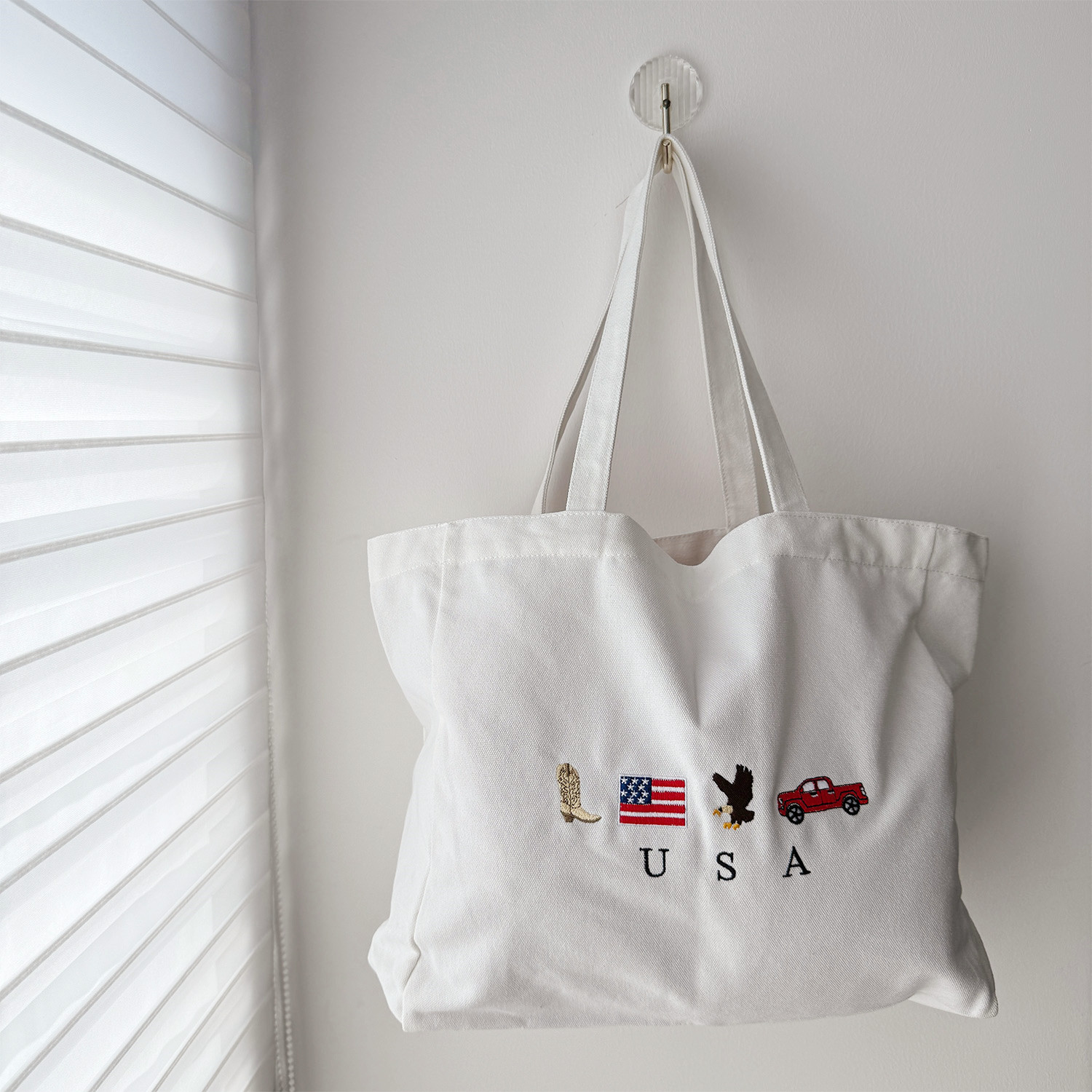 미국 아이콘 자수 화이트 캔버스 토트백, 빈티지 스타일 - Women Bags Ck 리뷰 및 가격