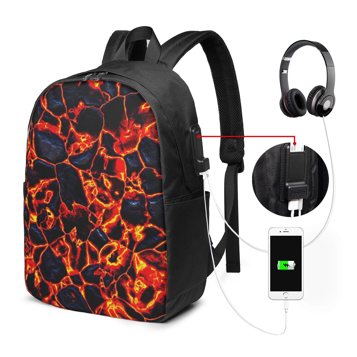 마그마 화산 용암 화재 배낭 여행 노트북 가방 컴퓨터  - Womens Backpack 리뷰 및 가격