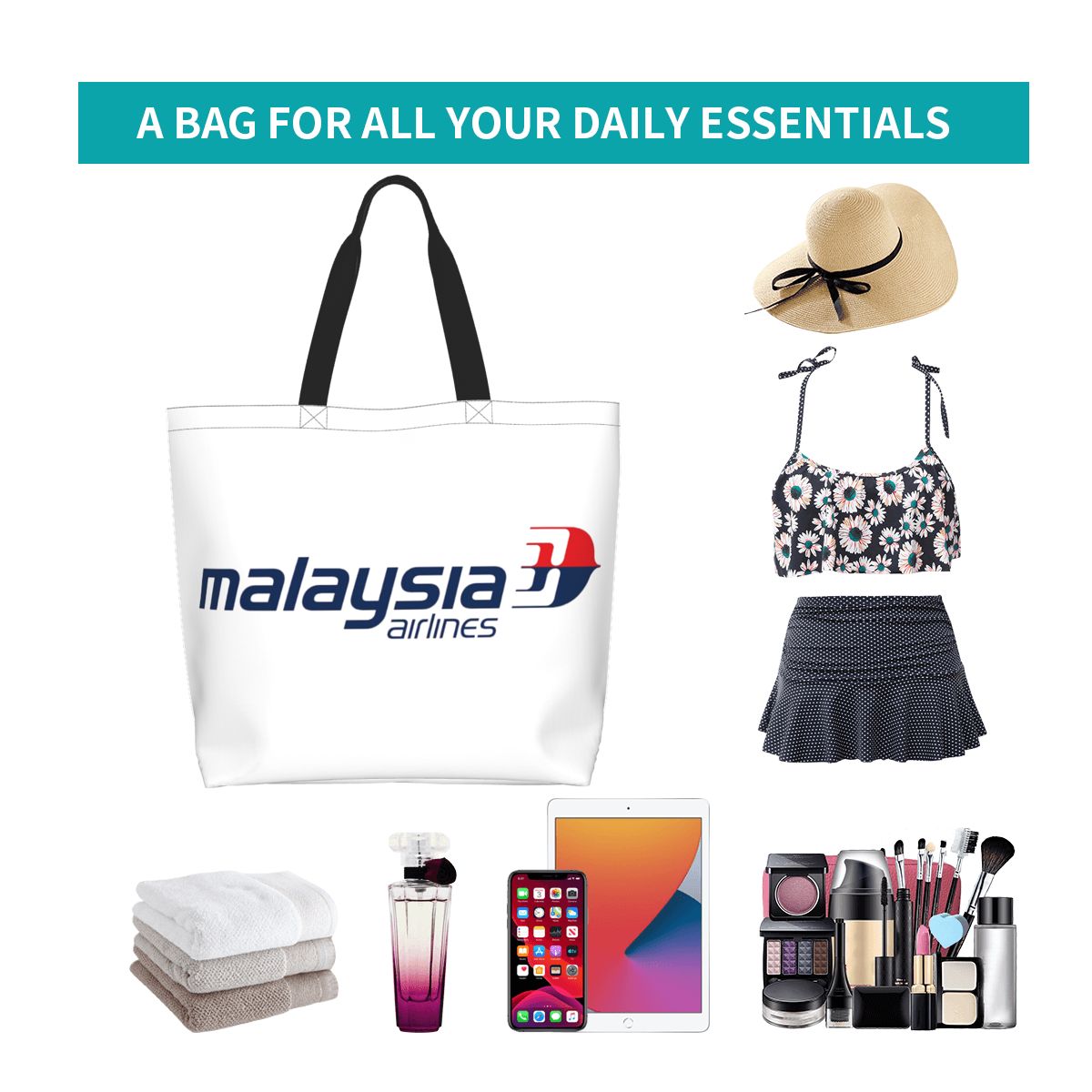말레이시아 항공 쇼핑 토트 백 캔버스 대용량 어깨 가방 - Women Bags Malaysia 리뷰 및 가격