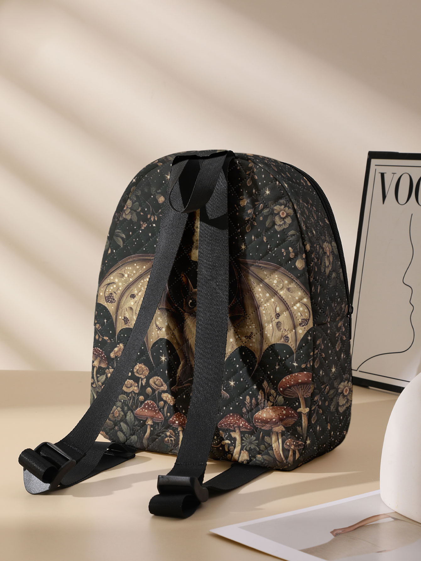 배트 문 머쉬룸 플로럴 프린트 퀼트 컴팩트 백팩, 야외 - Women'S Bags Going Out 리뷰 및 가격