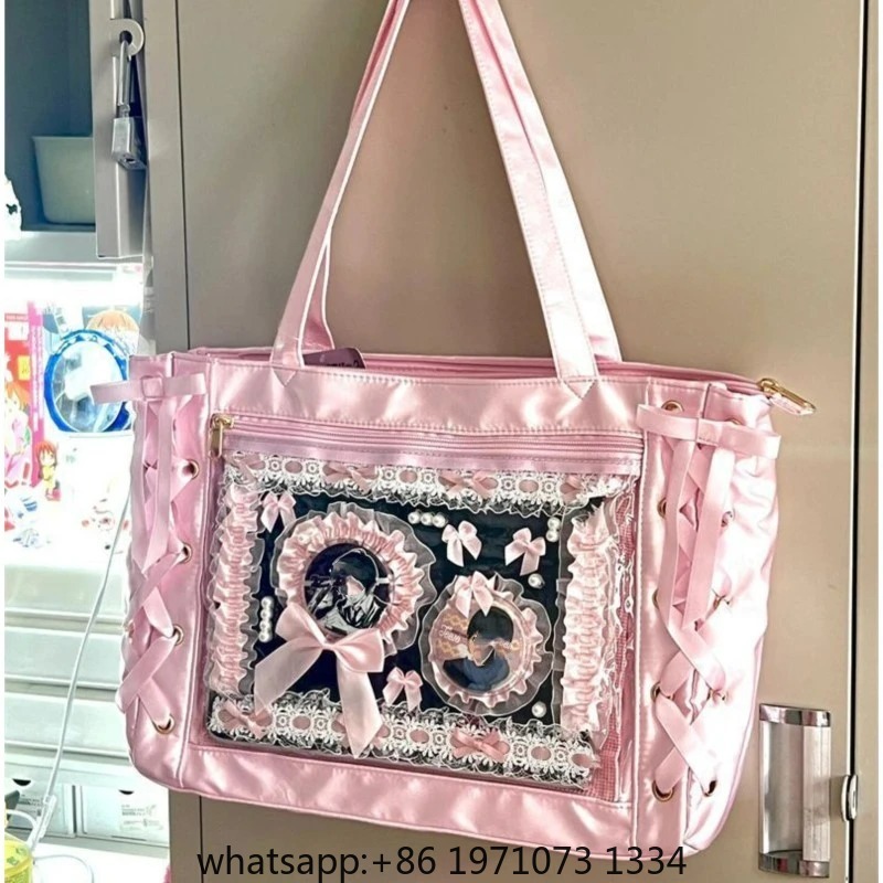 새로운 스위트 로리타 핑크 이타 백 여성 일본 투명 대 - Women'S Japanese Bags 리뷰 및 가격