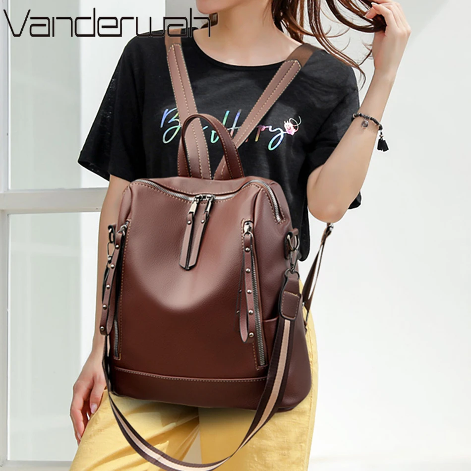 브랜드 럭셔리 배낭 부드러운 가죽 방수 배낭, 프레피  - Women'S Bags Going Out 리뷰 및 가격