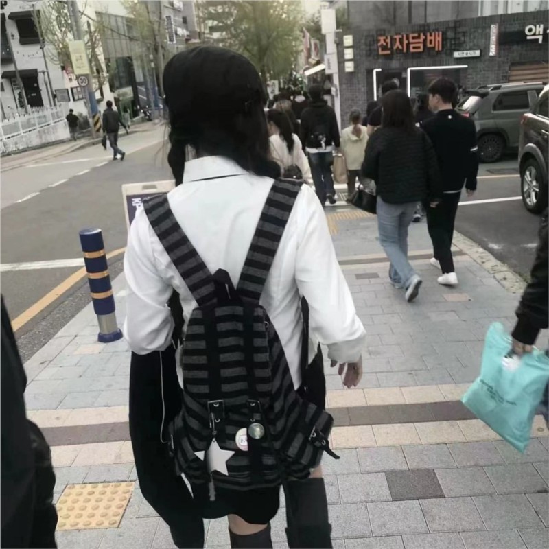 하라주쿠 빈티지 배낭 여성 독특한 컬러 블록 스트라이프 - Women'S Vegan Bags 리뷰 및 가격