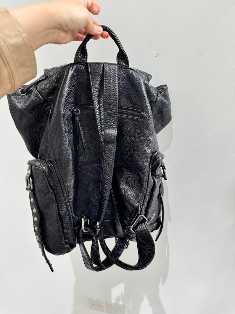고딕 펑크 PU 가죽 숄더 백 리벳 Y2K 배낭 여성용 - Women'S Vegan Bags 리뷰 및 가격