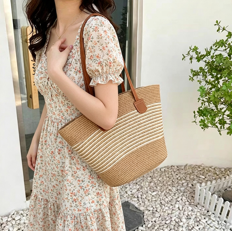 CLAREGQI 여성용 스트라이프 밀짚 토트백, 대용량 - Women Bags Casual 리뷰 및 가격