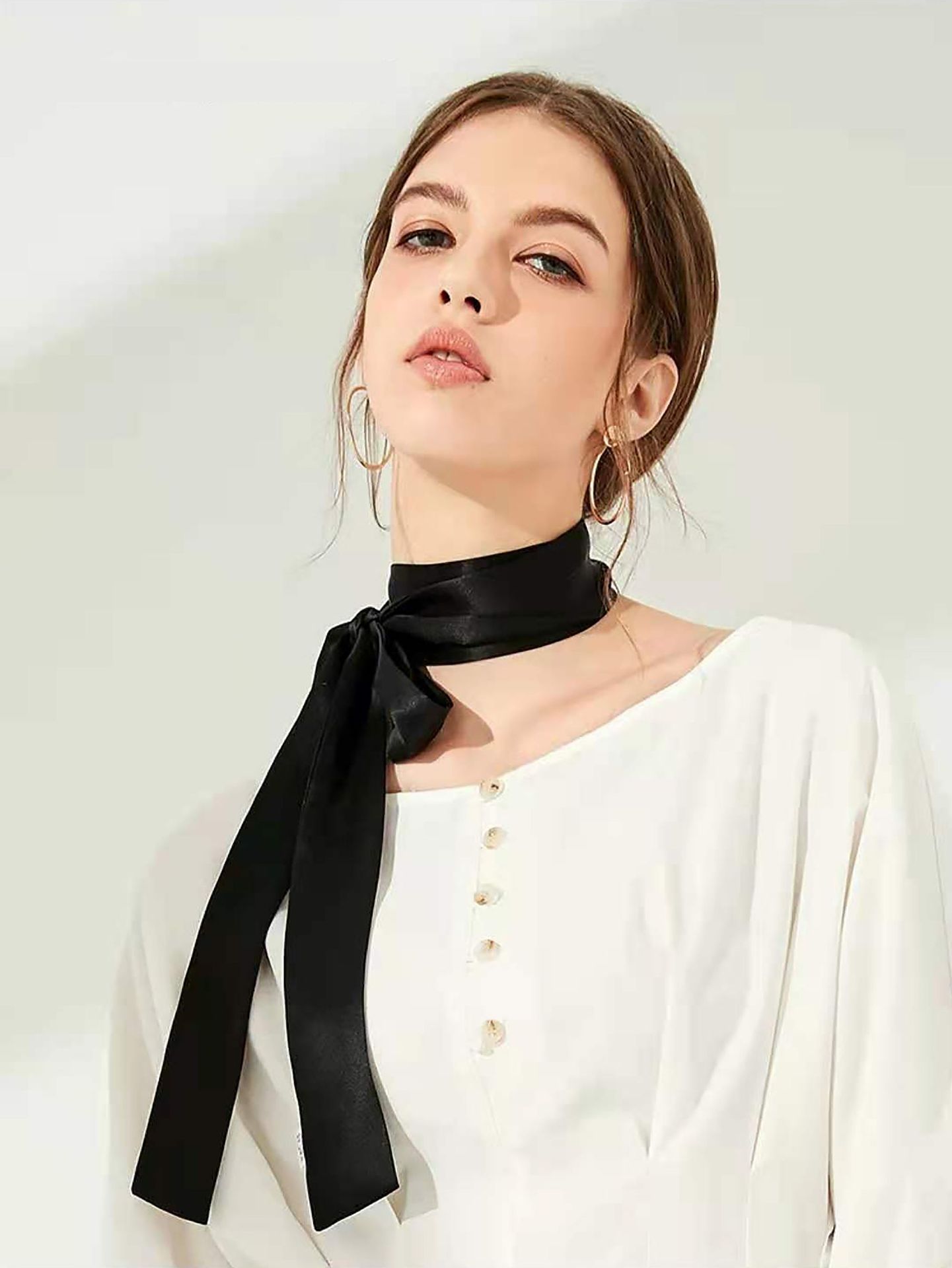 100% 천연 뽕나무 실크 롱 스카프 솔리드 컬러 네커 - Women Bags Polene 리뷰 및 가격